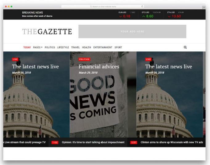 TheGazette – mẫu website tin tức hiện đại