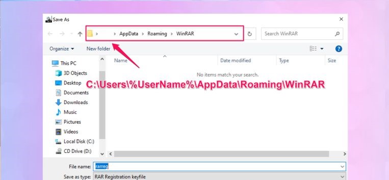 Save as file Range vào thư mục C:\Users\%UserName%\AppData|Roaming\WinRAR là được. 
